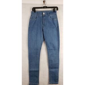 Over Size Denim Asian Jeans M High Rise Skinny Slim Jeans Double Button Casual